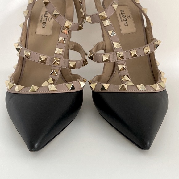 Valentino Rockstud Leather Sling Back Shoes Heels - Picture 3 of 15